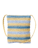 Crochet Mini 2.7L Cross Body Bag in Blue & Natural