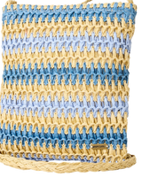 Crochet Mini 2.7L Cross Body Bag in Blue & Natural