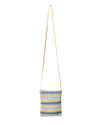 Crochet Mini 2.7L Cross Body Bag in Blue & Natural