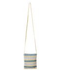 Crochet Mini 2.7L Cross Body Bag in Blue & Natural