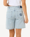 Las Dalias Relaxed Denim Shorts in Vintage Blue
