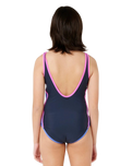 Girls Surf Revival One Piece Swimsuit in Navy