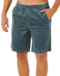 Premium Surf Cord Volley Shorts in Pine Night