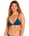 Modern Rib Fixed Tri Bikini Top in Dark Blue