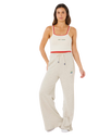 Surf Side Spliced Wide Leg Trousers in Grey Marle