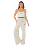 Surf Side Spliced Wide Leg Trousers in Grey Marle