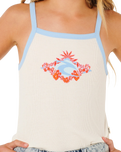 Girls Sunshine Squad Rib Vest in Bone