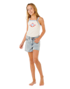 Girls Sunshine Squad Rib Vest in Bone