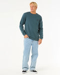 The Rip Curl Mens Stapler Crew Sweatshirt in Pine Night
