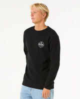 The Rip Curl Mens Stapler Crew Sweatshirt in Black