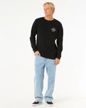 The Rip Curl Mens Stapler Crew Sweatshirt in Black