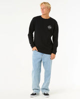 The Rip Curl Mens Stapler Crew Sweatshirt in Black