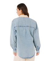 Surf Side Relaxed Denim Shirt in Washed Blue