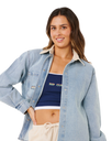 Surf Side Relaxed Denim Shirt in Washed Blue