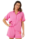 Hotel Malibu Embroidered Shirt in Super Pink