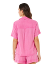 Hotel Malibu Embroidered Shirt in Super Pink