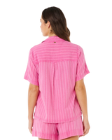 Hotel Malibu Embroidered Shirt in Super Pink