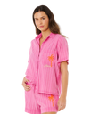 Hotel Malibu Embroidered Shirt in Super Pink