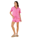Hotel Malibu Embroidered Shirt in Super Pink