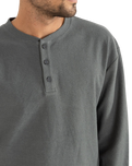Vintage Terry Henley Long Sleeve T-Shirt in Silver Pine