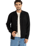Mohair Button Up Knit Shirt in Black