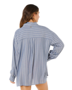 Beach Days Pinstripe Shirt in Dusty Blue