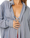 Beach Days Pinstripe Shirt in Dusty Blue