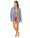 Beach Days Pinstripe Shirt in Dusty Blue