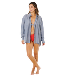 Beach Days Pinstripe Shirt in Dusty Blue