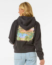 The Rip Curl Womens La Paloma Relaxed Zip Thru Hoodie in Washed Black