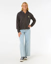 The Rip Curl Womens La Paloma Relaxed Zip Thru Hoodie in Washed Black