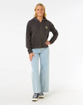 The Rip Curl Womens La Paloma Relaxed Zip Thru Hoodie in Washed Black