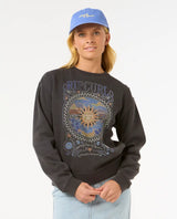 The Rip Curl Womens Luna Relaxed Crew Sweatshirt in Washed Black