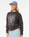 The Rip Curl Womens Luna Relaxed Crew Sweatshirt in Washed Black