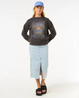 The Rip Curl Womens Luna Relaxed Crew Sweatshirt in Washed Black
