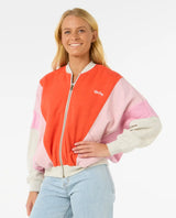 The Rip Curl Womens Colour Block Zip Thru Jacket in Oatmeal Marle