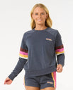 The Rip Curl Womens Las Dalias Raglan Crew Sweatshirt in Navy