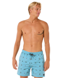 The Rip Curl Mens Fun Times Volley Shorts in Blue Lagoon