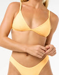 The Rip Curl Womens Premium Surf Fixed Tri Bikini Top in Mango