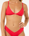 The Rip Curl Womens Premium Surf Fixed Tri Bikini Top in Hibiscus Red