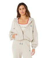 Surf Side Spliced Zip Hoodie in Grey Marle