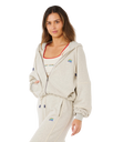 Surf Side Spliced Zip Hoodie in Grey Marle