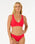 The Rip Curl Womens Premium Surf D-DD Deep V Bikini Top in Hibiscus Red
