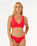 The Rip Curl Womens Premium Surf D-DD Deep V Bikini Top in Hibiscus Red