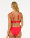 The Rip Curl Womens Premium Surf D-DD Deep V Bikini Top in Hibiscus Red