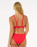 The Rip Curl Womens Premium Surf D-DD Deep V Bikini Top in Hibiscus Red