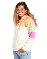 Colour Block Zip Hoodie in Off White