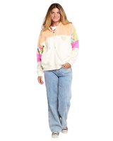 Colour Block Zip Hoodie in Off White