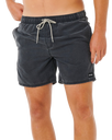 Offset Washed Volley Shorts in Black