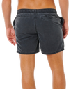 Offset Washed Volley Shorts in Black